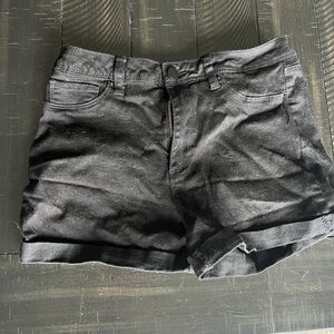 black jean shorts